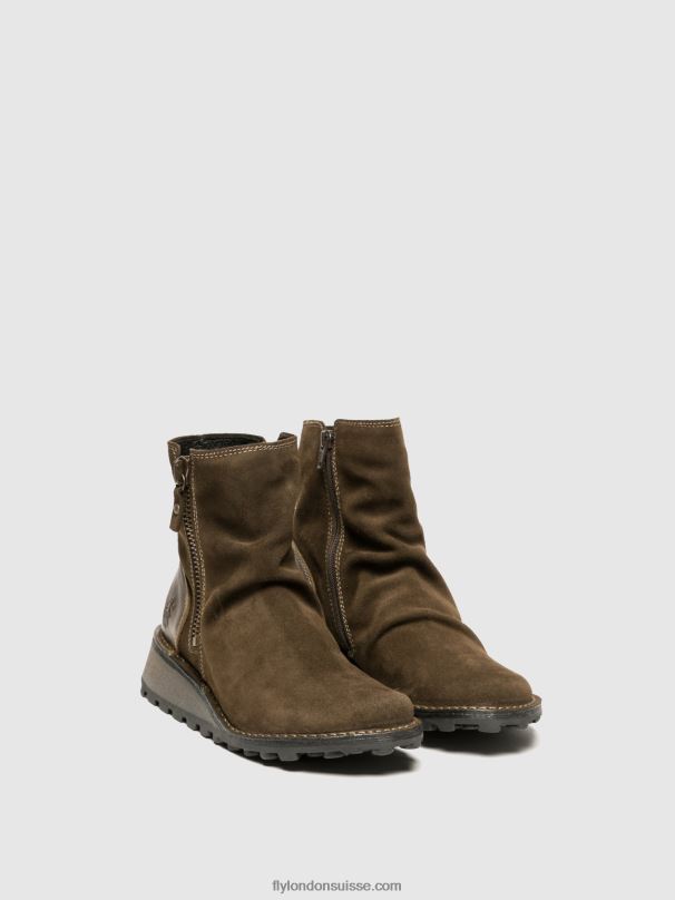 860NR12 bottines zippées mon944 Fly London boue/olive femmes