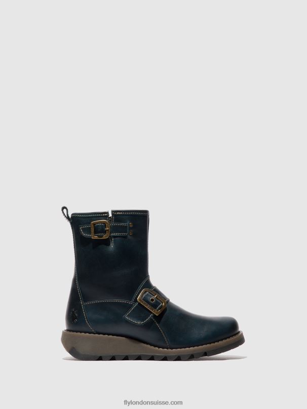 860NR137 bottines à boucle sino525 Fly London bleu royal femmes
