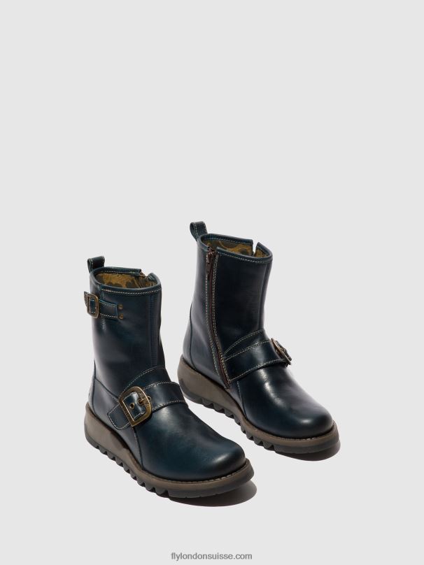 860NR137 bottines à boucle sino525 Fly London bleu royal femmes