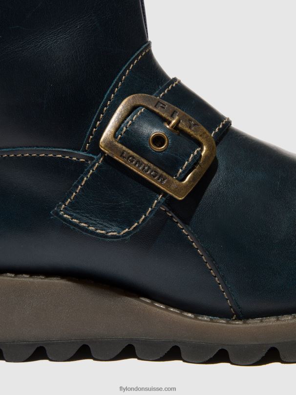 860NR137 bottines à boucle sino525 Fly London bleu royal femmes