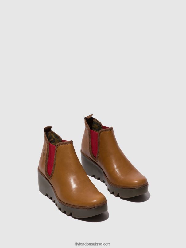 860NR152 bottines chelsea byne349 Fly London cuoio (élastique rouge) femmes