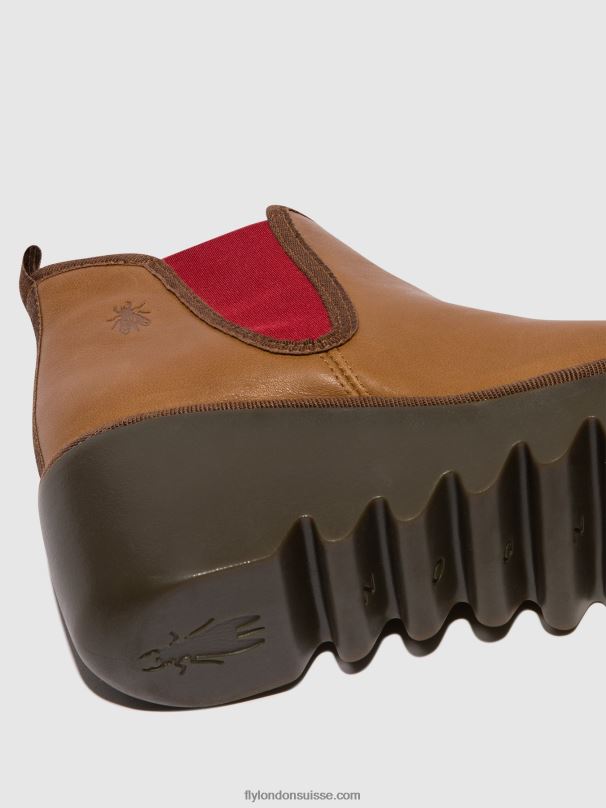 860NR152 bottines chelsea byne349 Fly London cuoio (élastique rouge) femmes