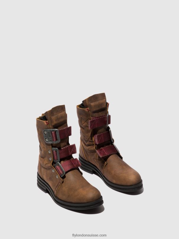 860NR157 bottines à boucle kiff682 Fly London brun femmes