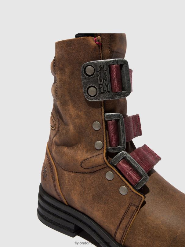 860NR157 bottines à boucle kiff682 Fly London brun femmes