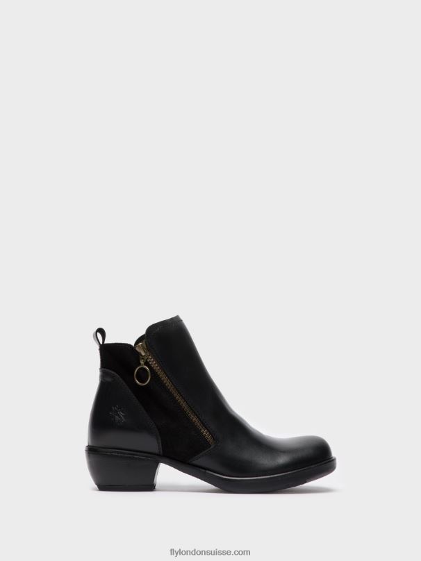860NR15 bottines zippées Fly London méli noir femmes