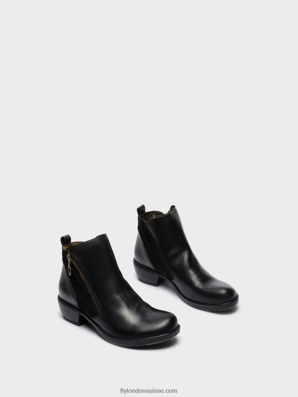 860NR15 bottines zippées Fly London méli noir femmes
