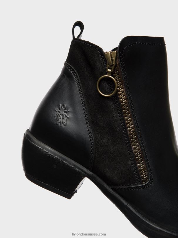 860NR15 bottines zippées Fly London méli noir femmes