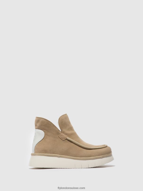 860NR168 bottines à bout rond coze348 Fly London daim/crème de tapis femmes