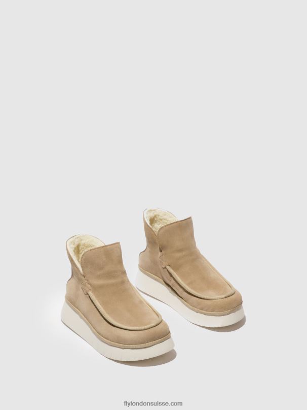 860NR168 bottines à bout rond coze348 Fly London daim/crème de tapis femmes