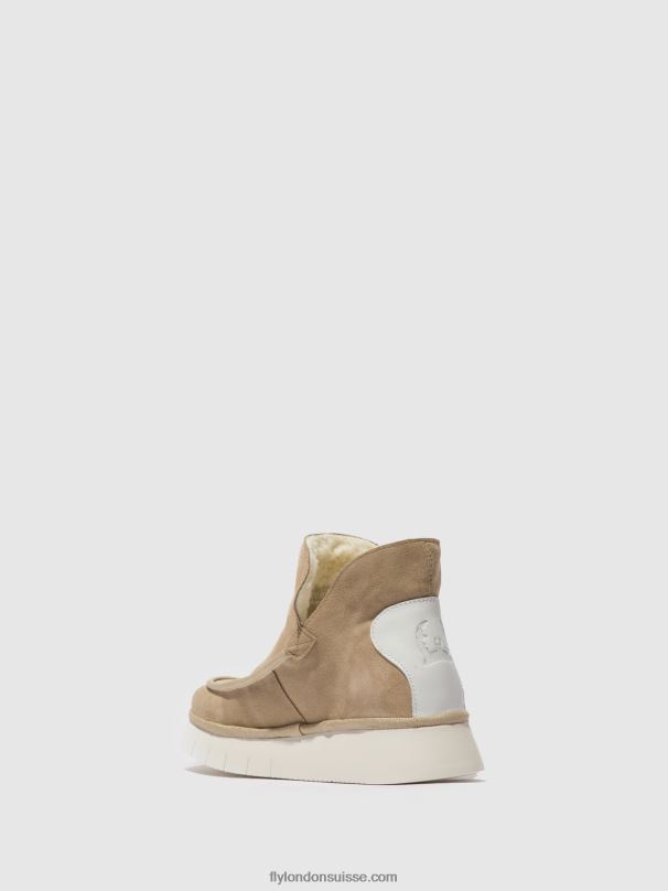 860NR168 bottines à bout rond coze348 Fly London daim/crème de tapis femmes