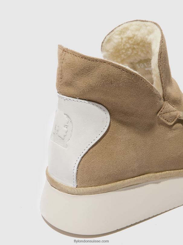 860NR168 bottines à bout rond coze348 Fly London daim/crème de tapis femmes