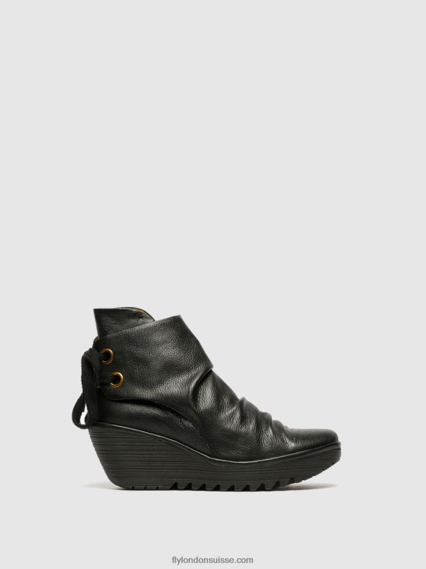 860NR16 bottines compensées Fly London yama noir femmes