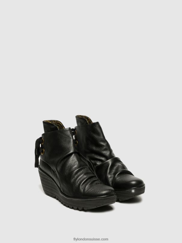 860NR16 bottines compensées Fly London yama noir femmes