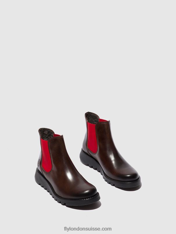 860NR170 bottines chelsea Fly London tapis salv dk. marron (élastique rouge) femmes