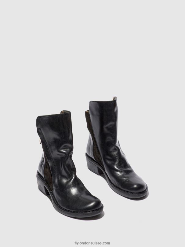 860NR171 bottines zippées mely074 Fly London tapis/suède noir femmes