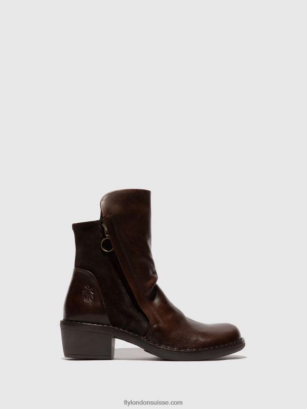 860NR172 bottines zippées mely074 Fly London tapis/suède huilé marron foncé/expresso femmes
