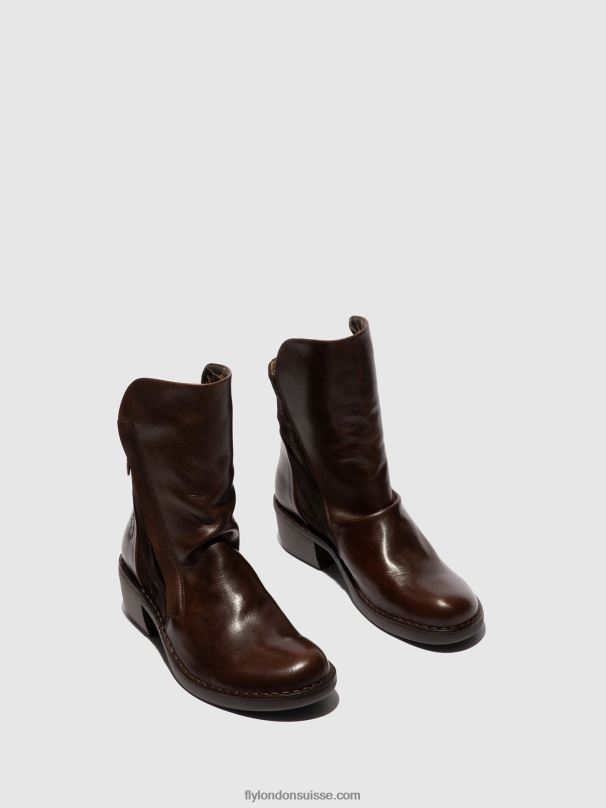 860NR172 bottines zippées mely074 Fly London tapis/suède huilé marron foncé/expresso femmes