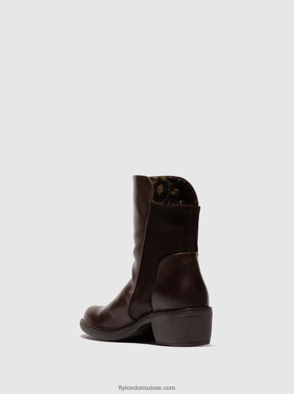 860NR172 bottines zippées mely074 Fly London tapis/suède huilé marron foncé/expresso femmes