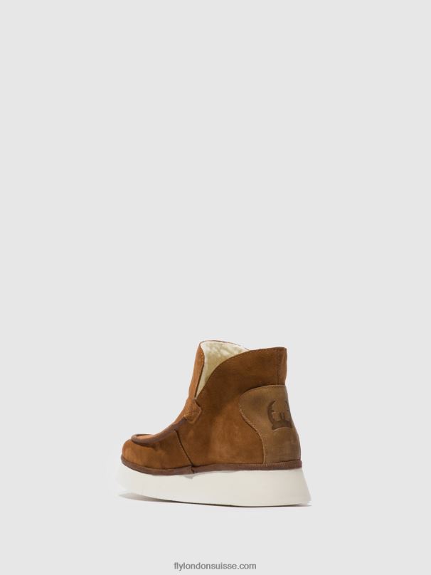 860NR173 bottines à bout rond coze348 Fly London daim/tapis cognac femmes