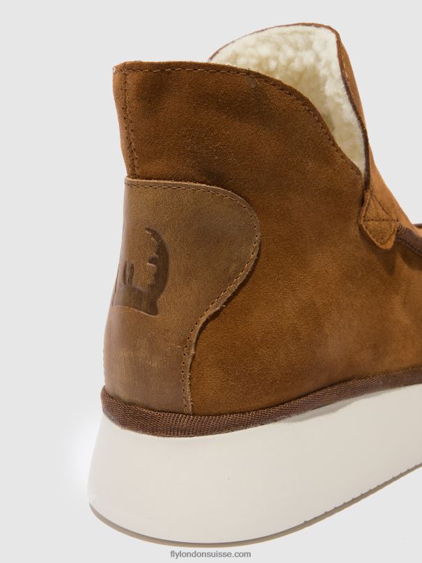 860NR173 bottines à bout rond coze348 Fly London daim/tapis cognac femmes