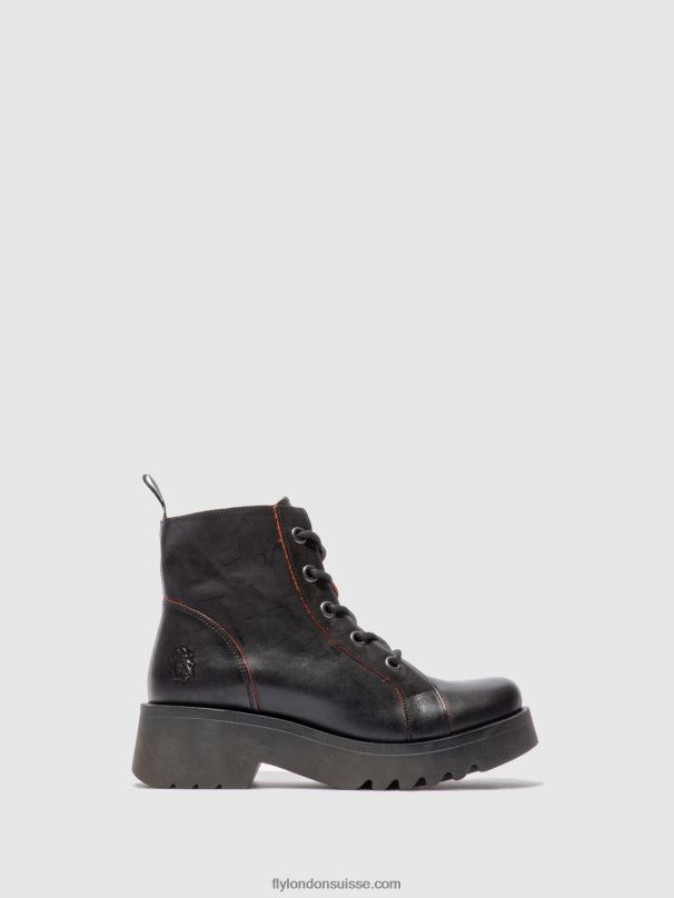 860NR174 bottines à lacets metz788 Fly London java noir/rouge femmes