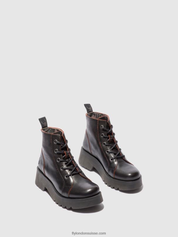 860NR174 bottines à lacets metz788 Fly London java noir/rouge femmes