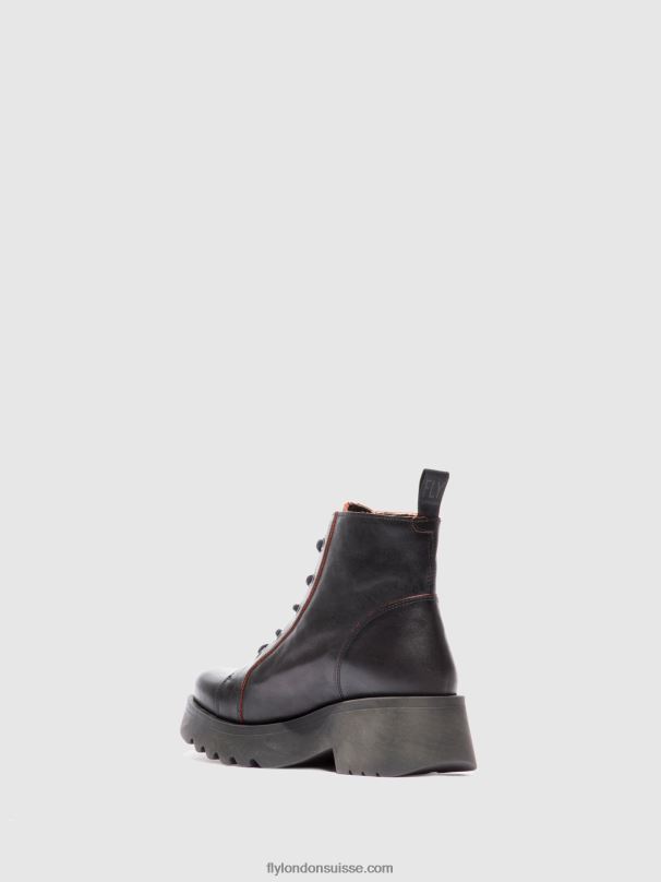 860NR174 bottines à lacets metz788 Fly London java noir/rouge femmes