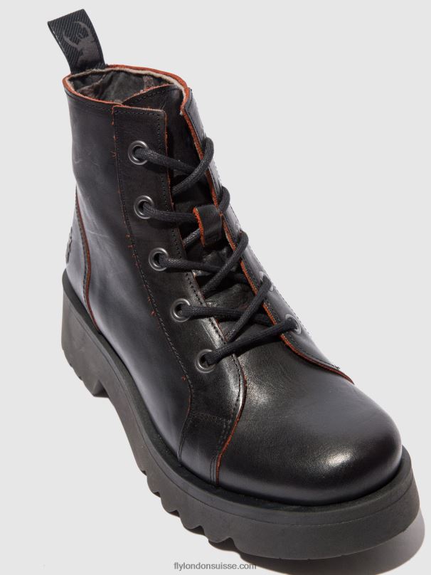 860NR174 bottines à lacets metz788 Fly London java noir/rouge femmes