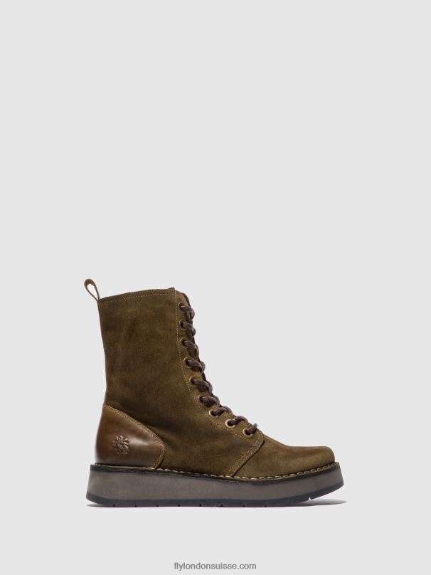 860NR176 bottines à lacets rami043 Fly London suède huilé/tapis boue/olive femmes