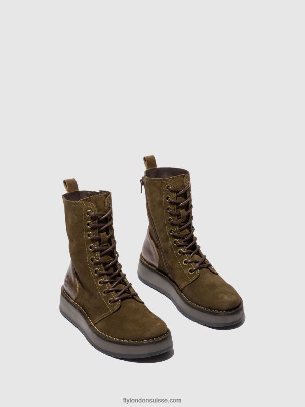 860NR176 bottines à lacets rami043 Fly London suède huilé/tapis boue/olive femmes