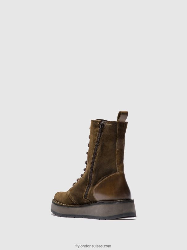860NR176 bottines à lacets rami043 Fly London suède huilé/tapis boue/olive femmes