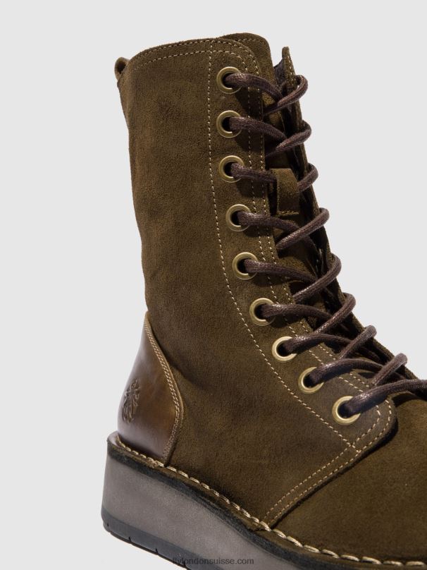 860NR176 bottines à lacets rami043 Fly London suède huilé/tapis boue/olive femmes