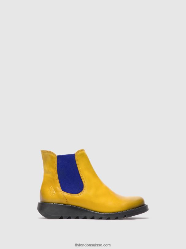860NR178 bottines chelsea Fly London tapis salv moutarde (élastique bleu) femmes