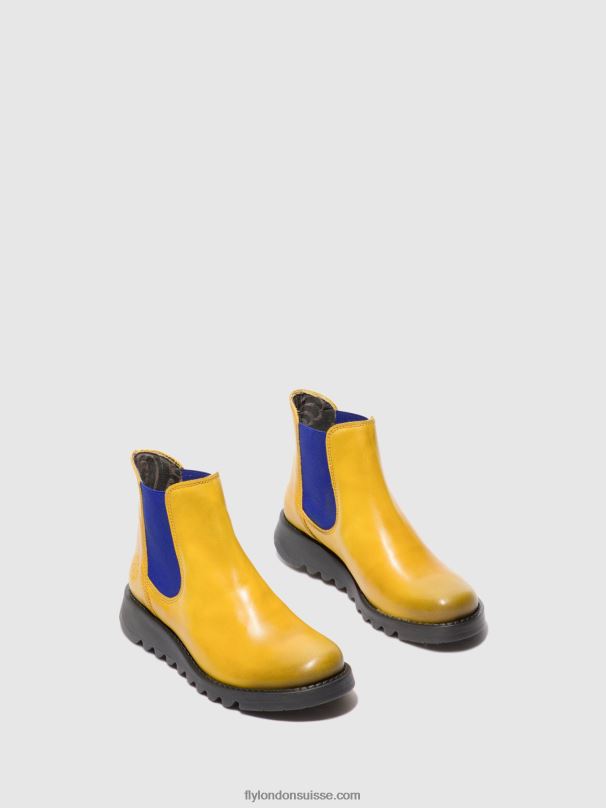 860NR178 bottines chelsea Fly London tapis salv moutarde (élastique bleu) femmes