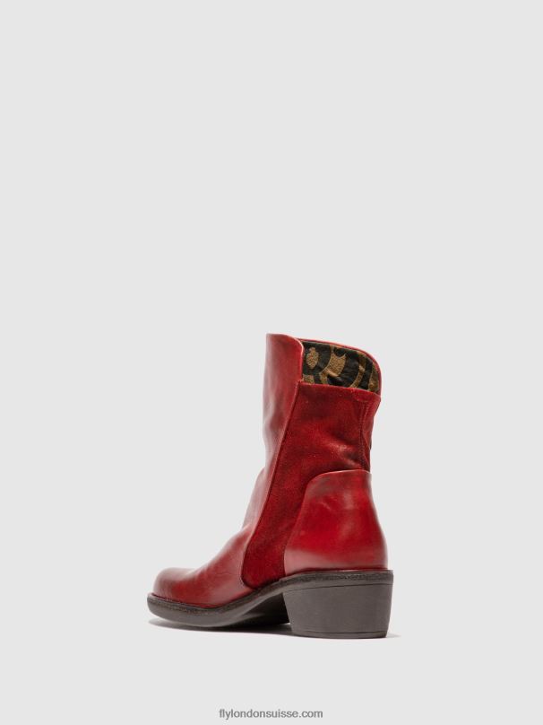 860NR179 bottines zippées mely074 Fly London tapis/suède huilé rouge femmes