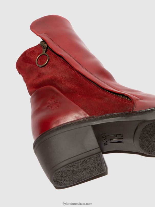 860NR179 bottines zippées mely074 Fly London tapis/suède huilé rouge femmes