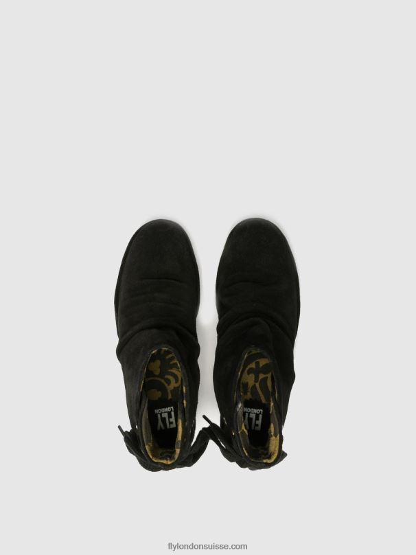 860NR17 bottines compensées Fly London yama daim noir femmes