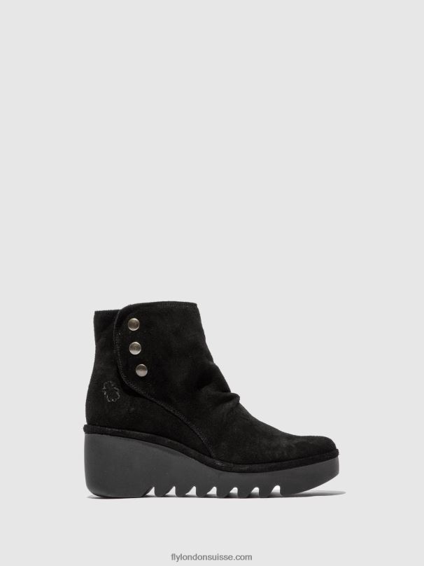 860NR182 bottines zippées brom344 Fly London huilé noir femmes