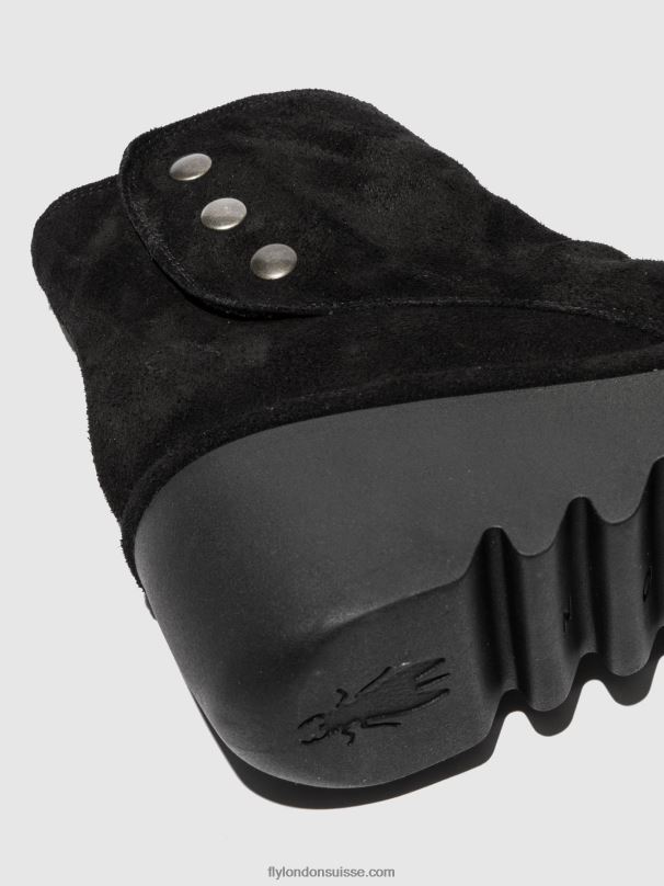 860NR182 bottines zippées brom344 Fly London huilé noir femmes