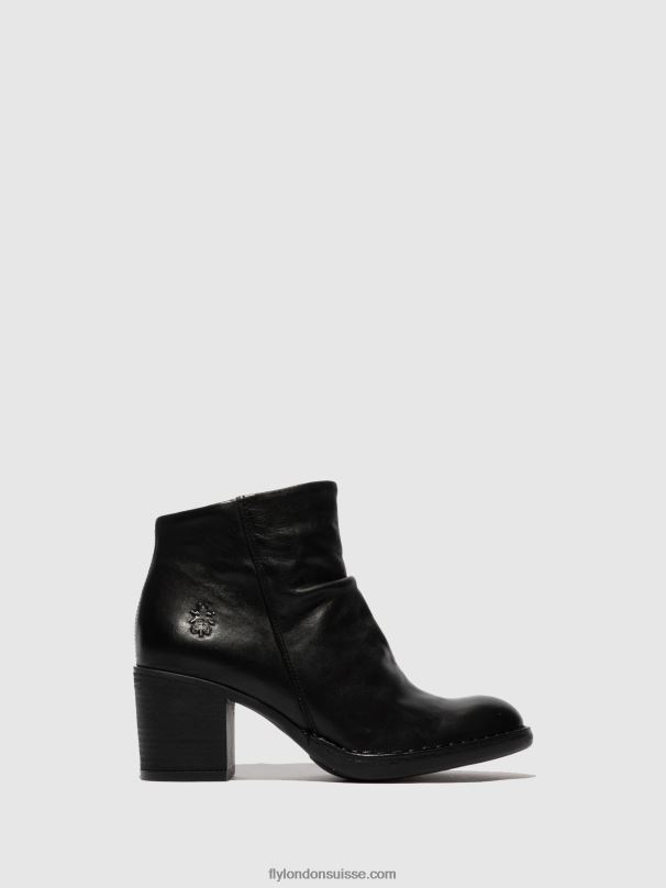 860NR185 bottines zippées bell061 Fly London Vérone noir femmes