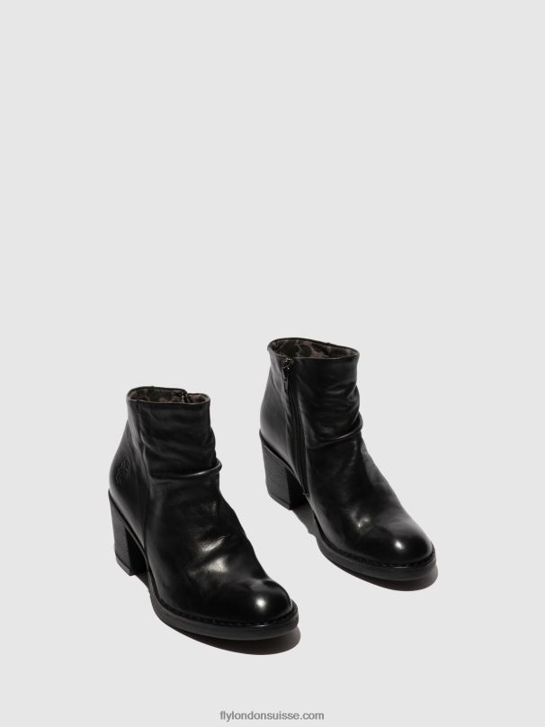 860NR185 bottines zippées bell061 Fly London Vérone noir femmes