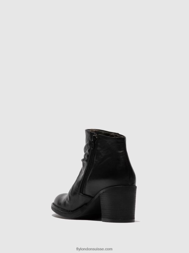 860NR185 bottines zippées bell061 Fly London Vérone noir femmes