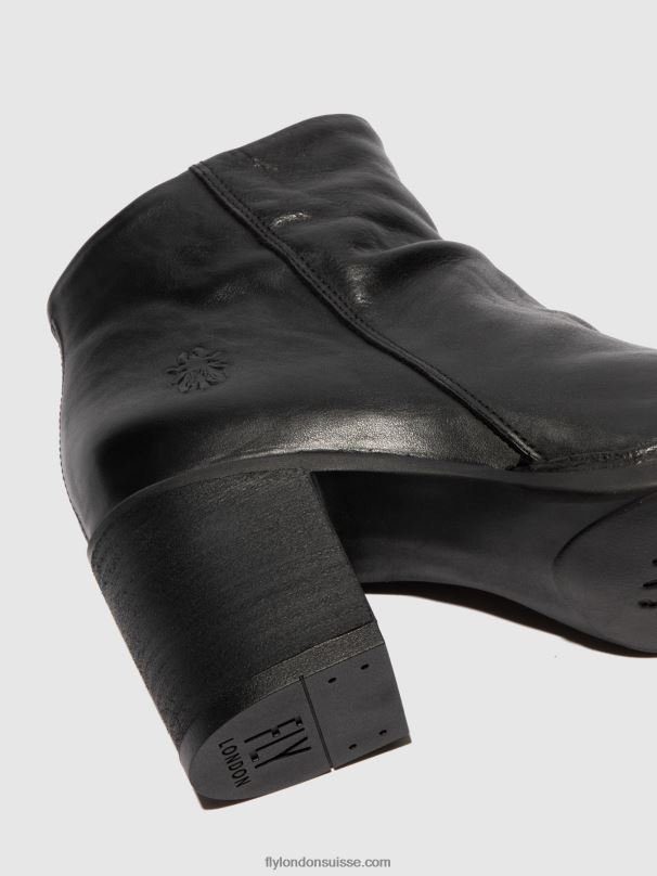 860NR185 bottines zippées bell061 Fly London Vérone noir femmes