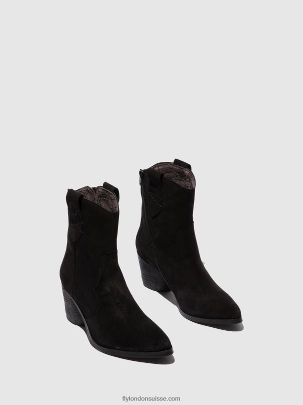 860NR188 bottines zippées alba825 Fly London daim noir femmes