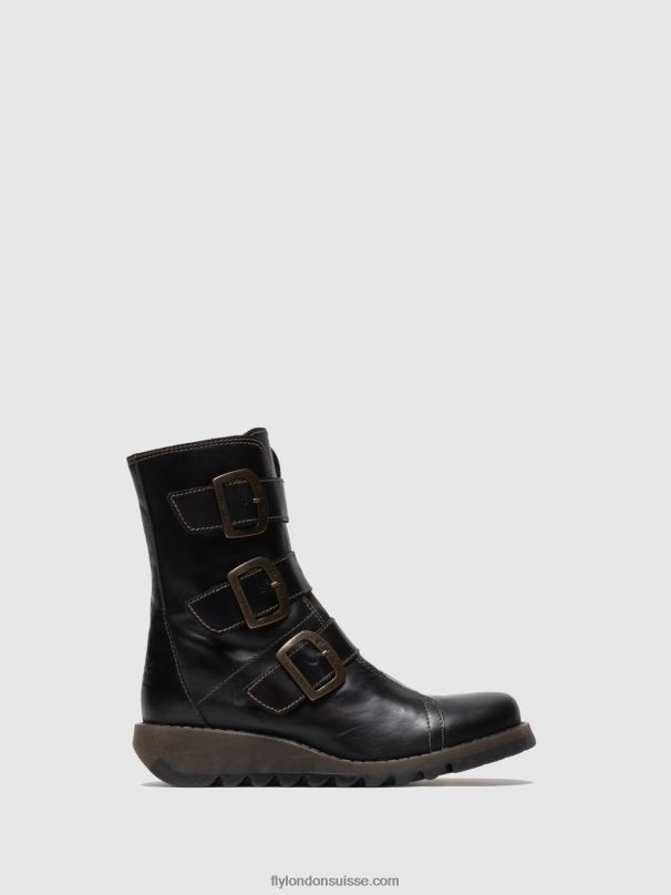 860NR18 bottines à boucle en cuir Fly London noir femmes