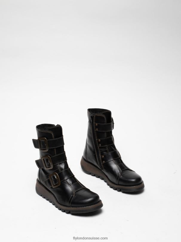 860NR18 bottines à boucle en cuir Fly London noir femmes