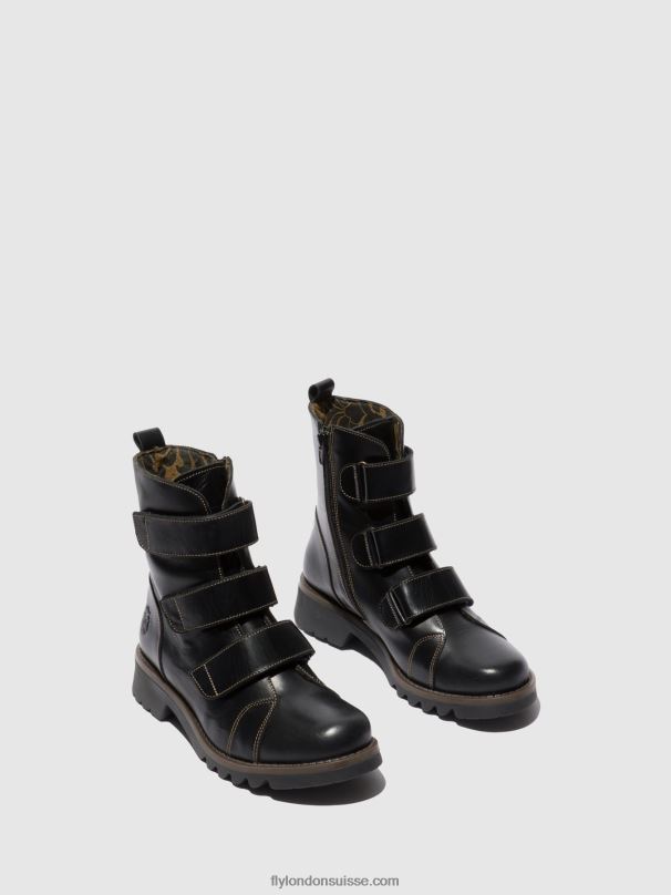 860NR190 bottines à scratch rach790 Fly London tapis noir femmes