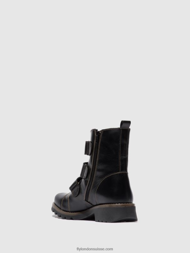 860NR190 bottines à scratch rach790 Fly London tapis noir femmes