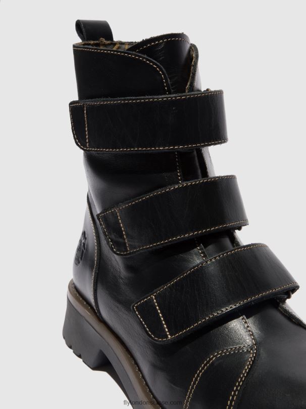 860NR190 bottines à scratch rach790 Fly London tapis noir femmes