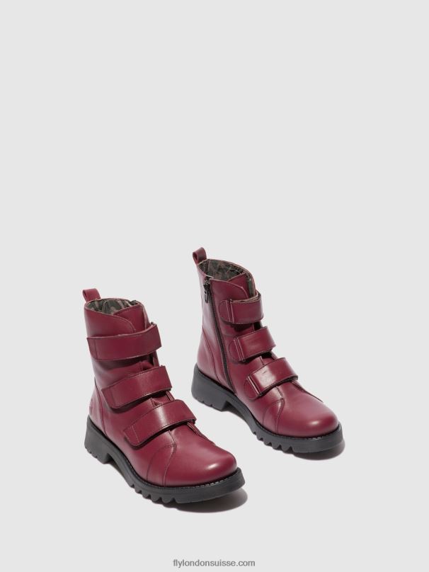 860NR191 bottines à scratch rach790 Fly London vin en cuir (noir) femmes